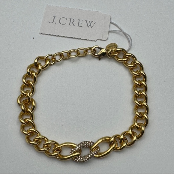 NWT J.Crew Gold Chain Bracelet w/ Pavé Link - Picture 2 of 6
